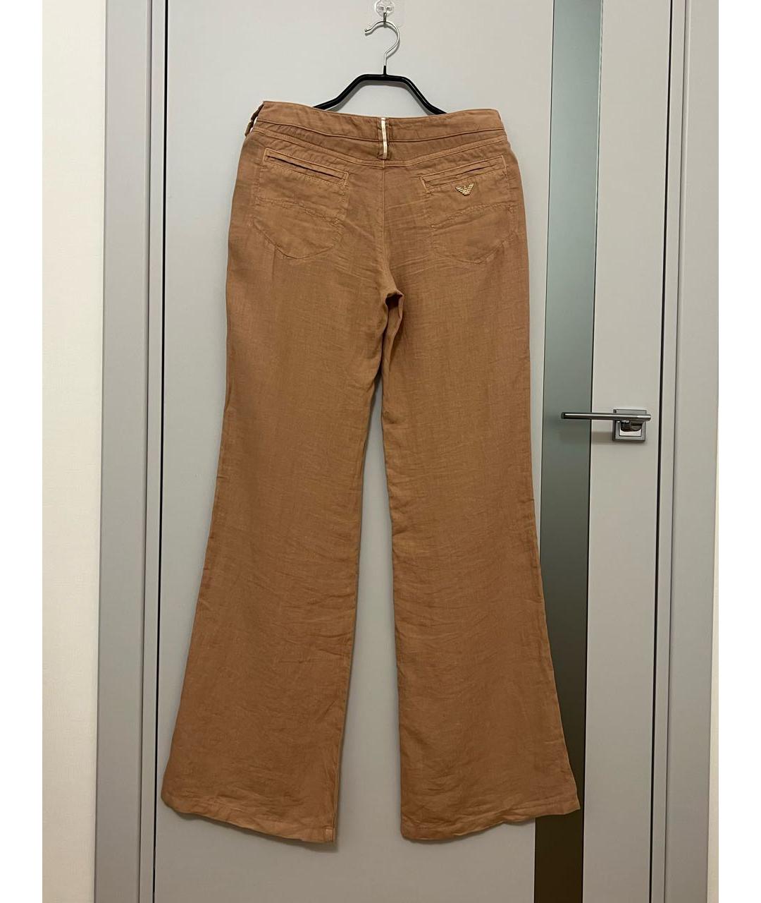 ARMANI JEANS Коричневые льняные брюки широкие, фото 2