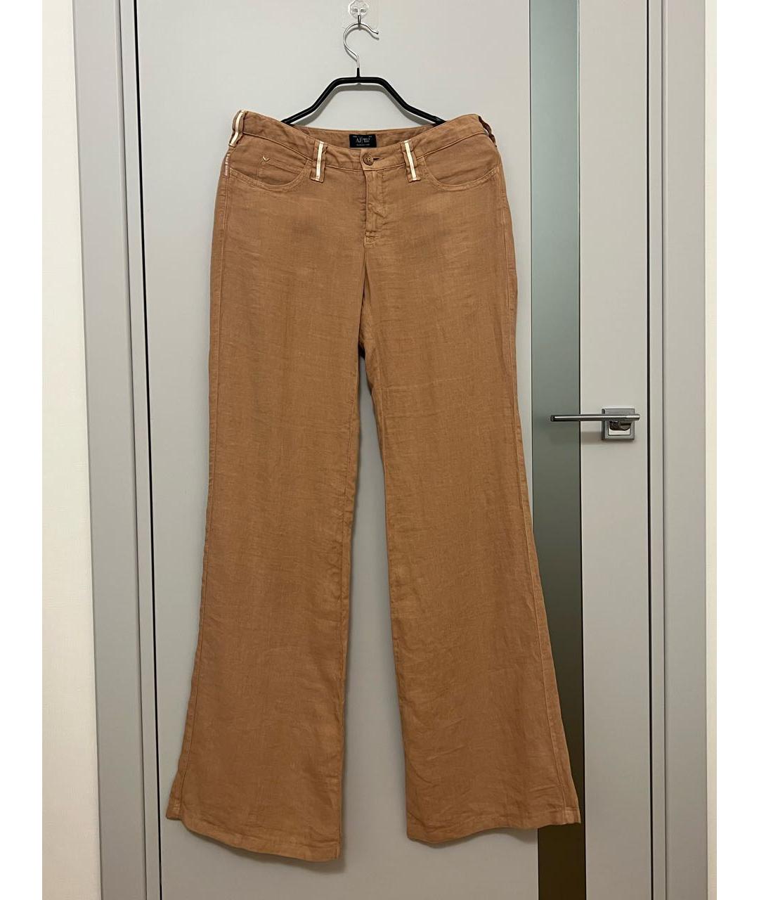 ARMANI JEANS Коричневые льняные брюки широкие, фото 7