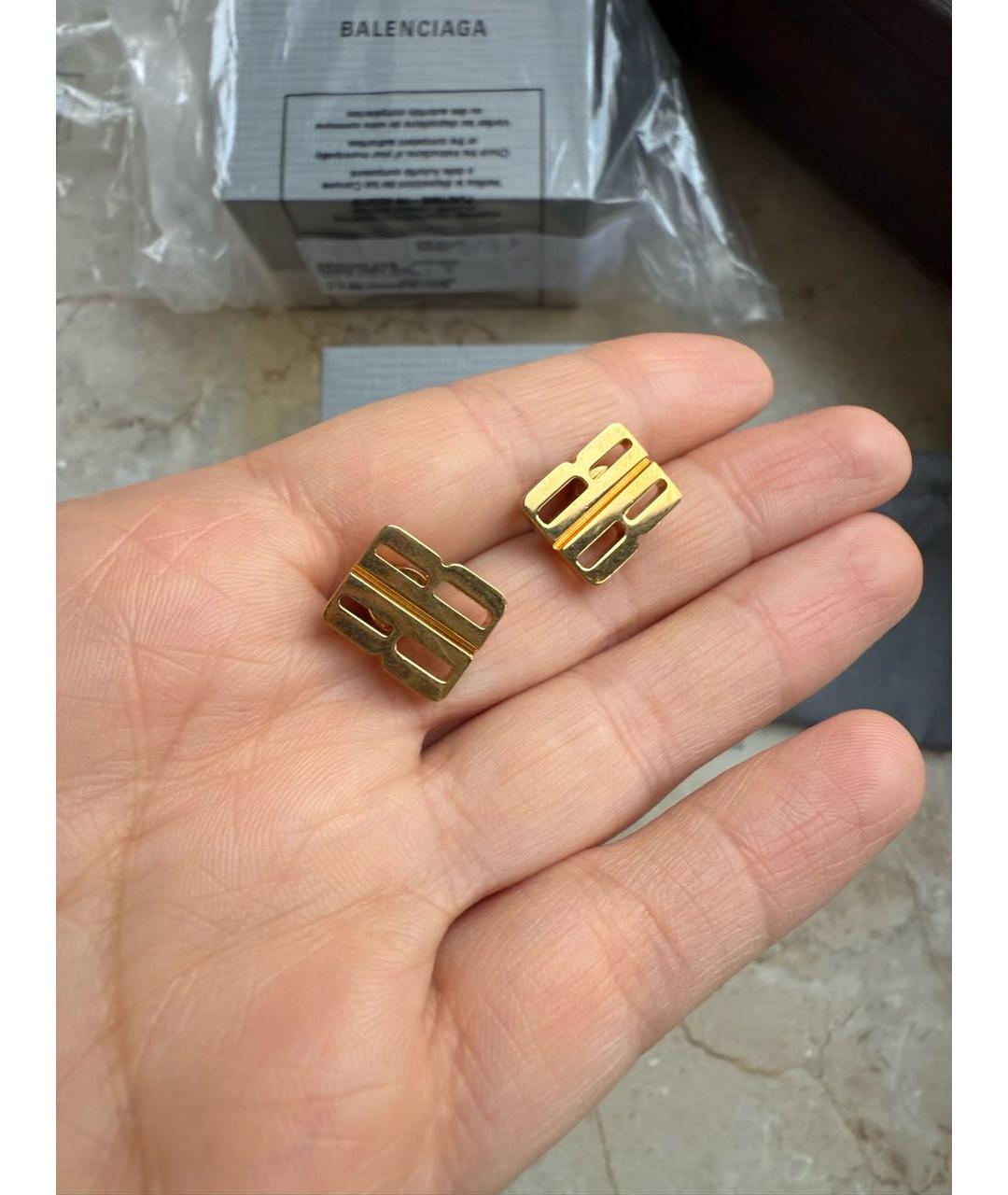 BALENCIAGA Золотые латунные серьги, фото 6