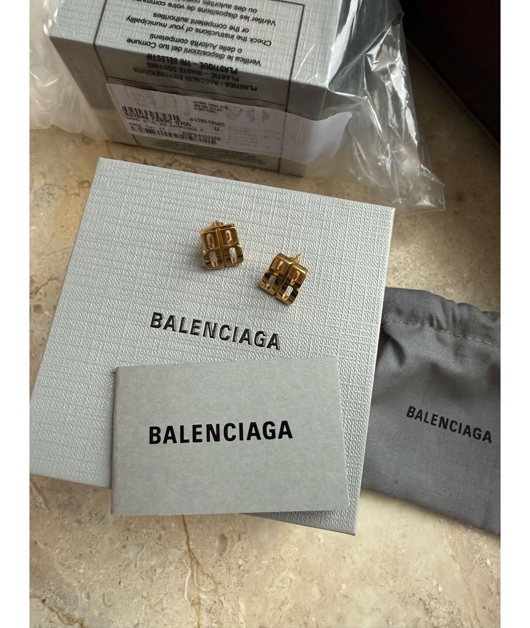 BALENCIAGA Золотые латунные серьги, фото 5