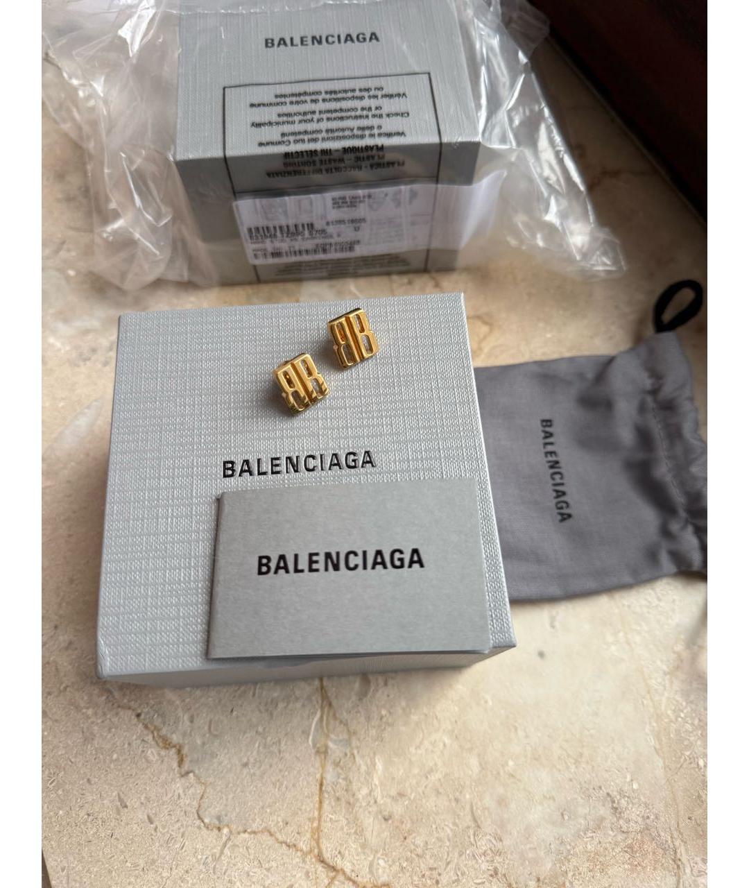 BALENCIAGA Золотые латунные серьги, фото 4