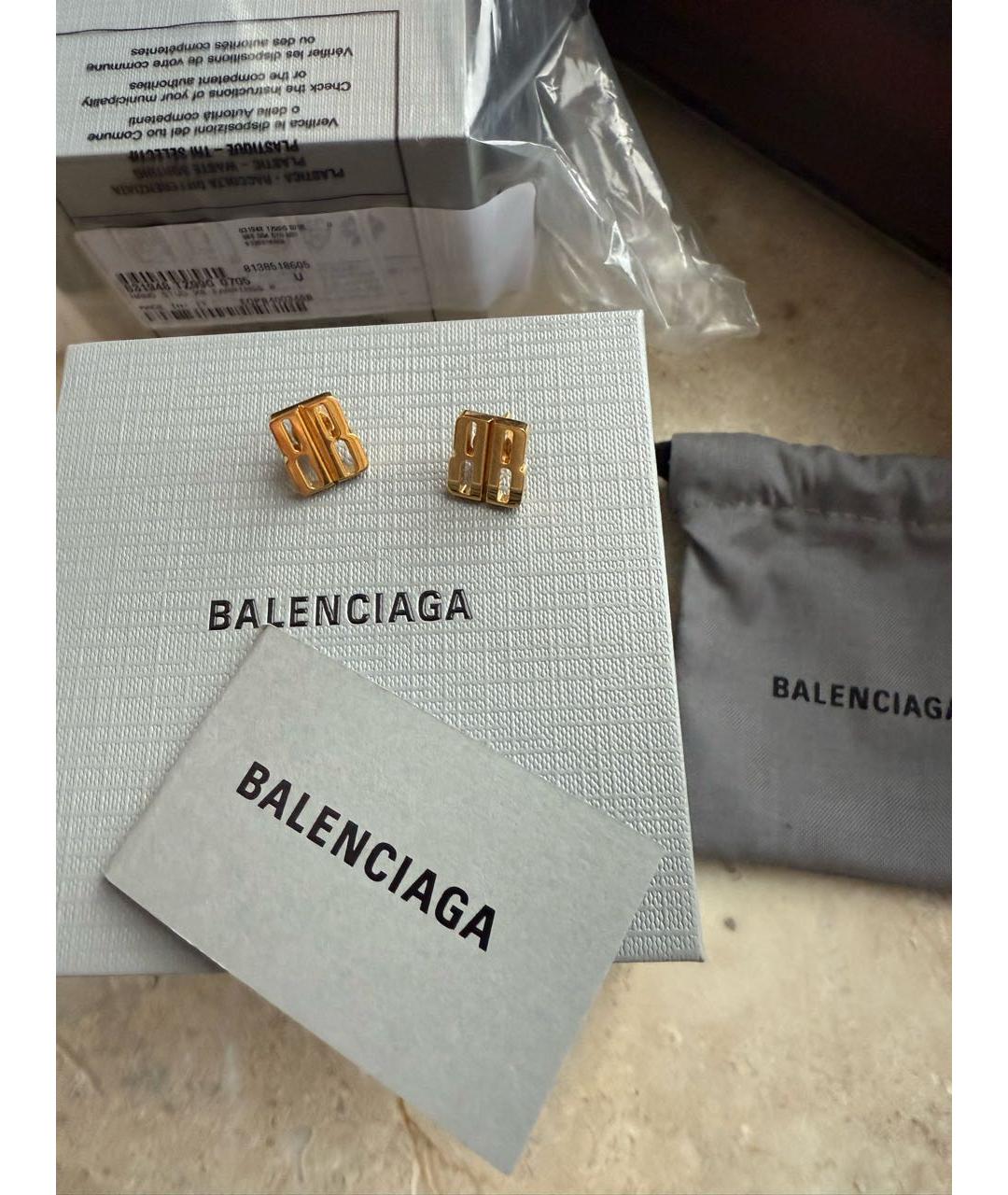 BALENCIAGA Золотые латунные серьги, фото 3