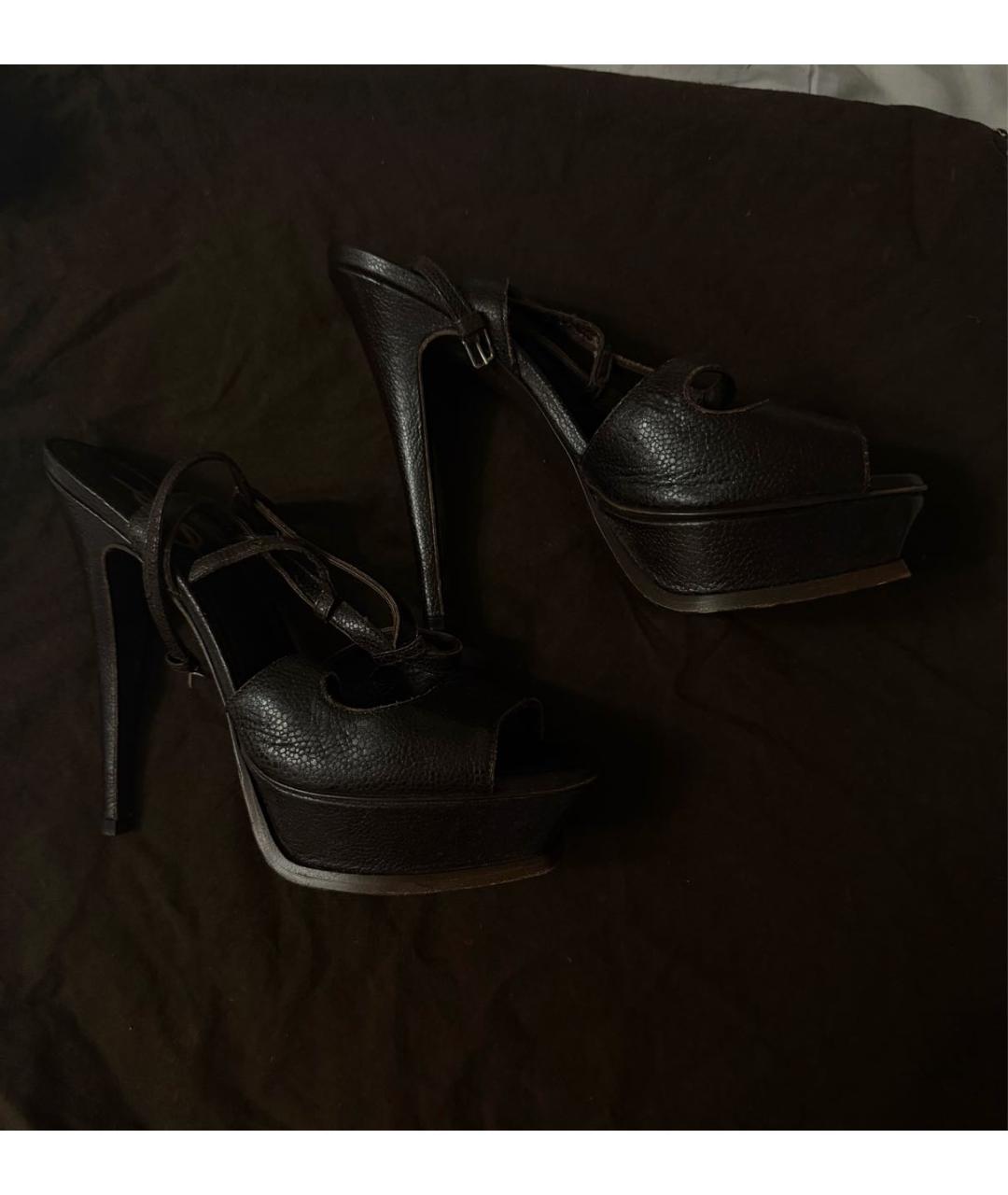 SAINT LAURENT Коричневые кожаные босоножки, фото 2