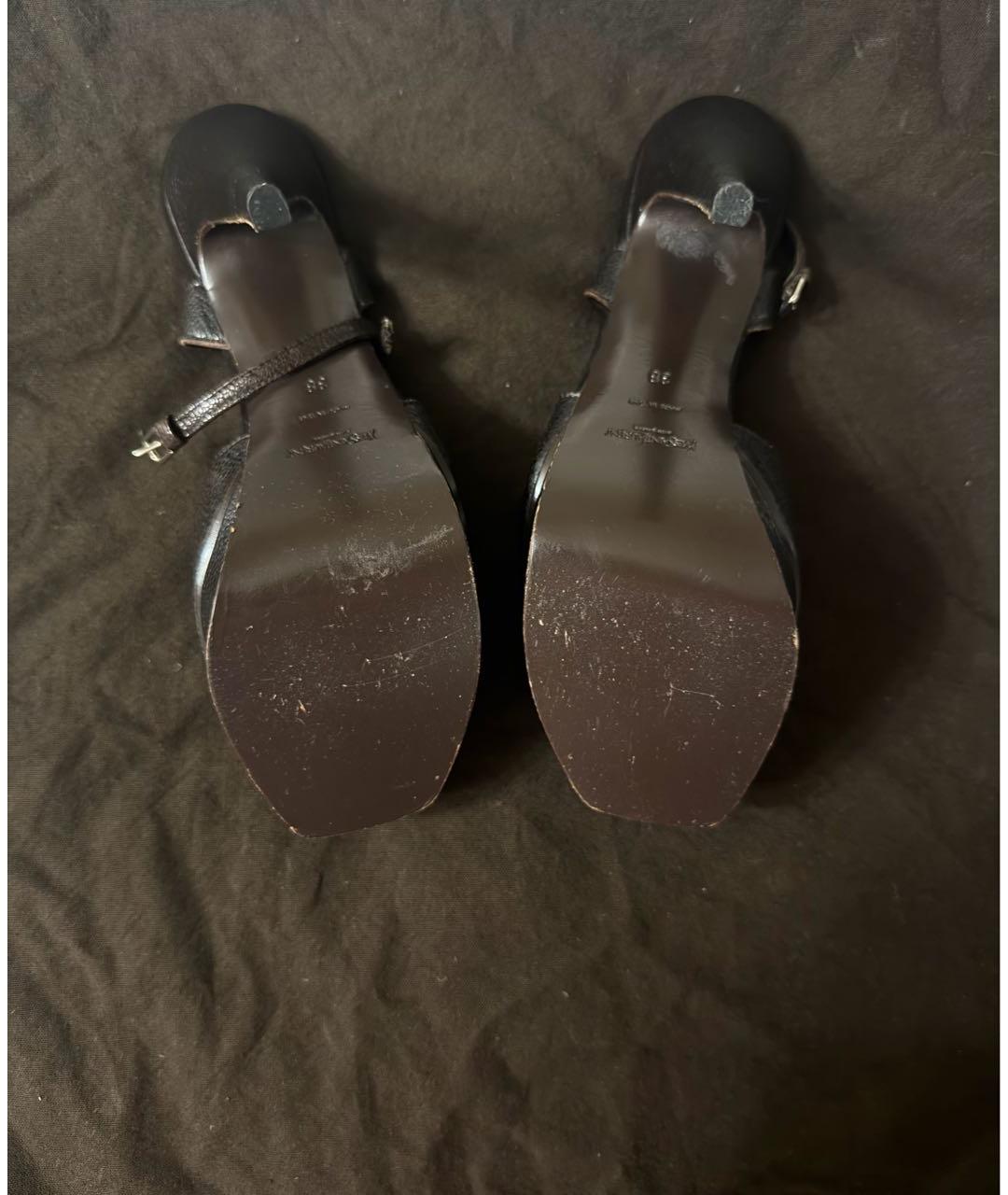 SAINT LAURENT Коричневые кожаные босоножки, фото 4