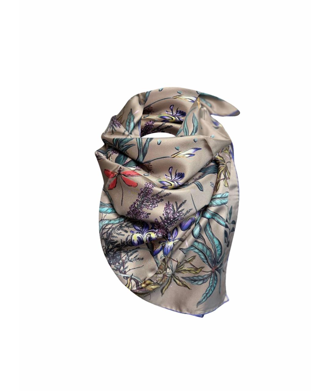 GIVENCHY Бежевый шелковый платок, фото 1