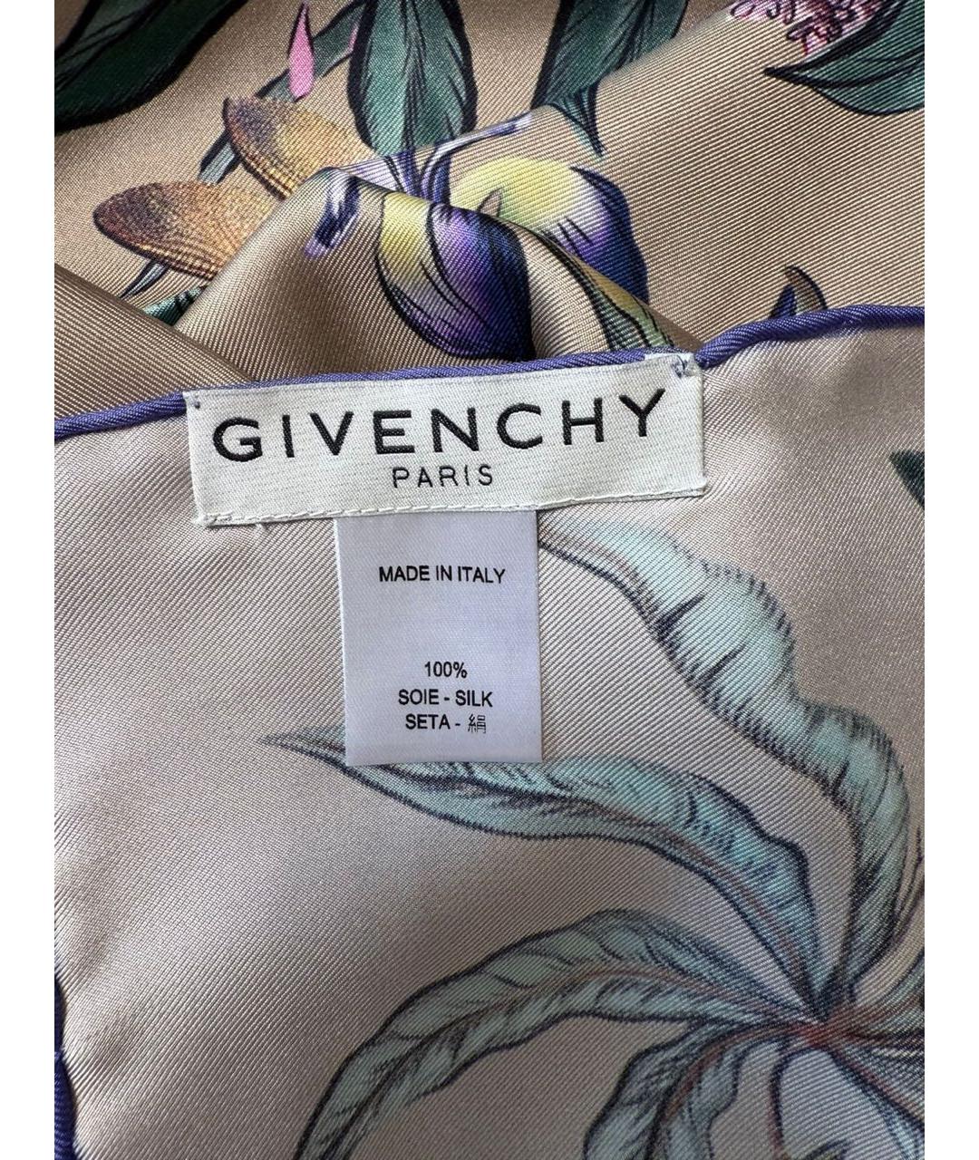 GIVENCHY Бежевый шелковый платок, фото 3