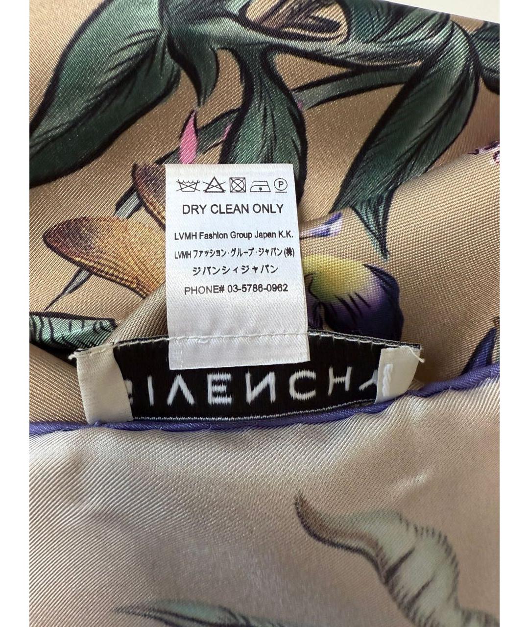 GIVENCHY Бежевый шелковый платок, фото 6