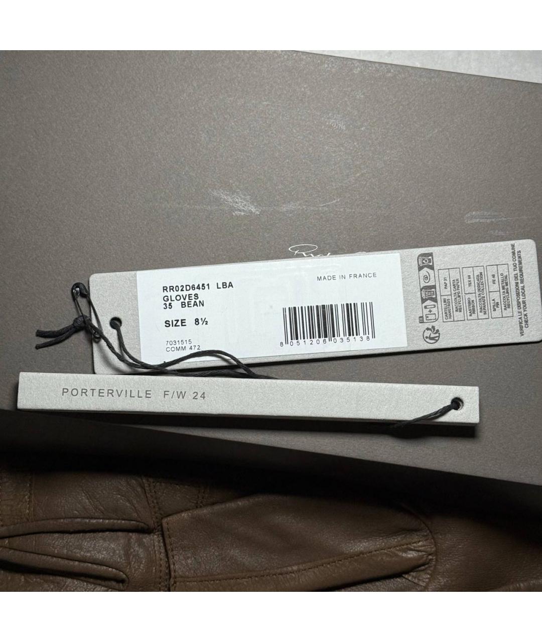 RICK OWENS Хаки кожаные перчатки, фото 8