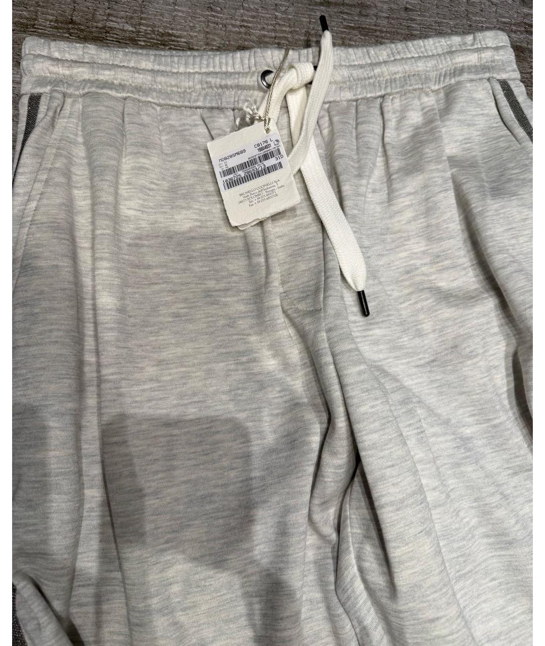 BRUNELLO CUCINELLI Серые хлопковые спортивные брюки и шорты, фото 4