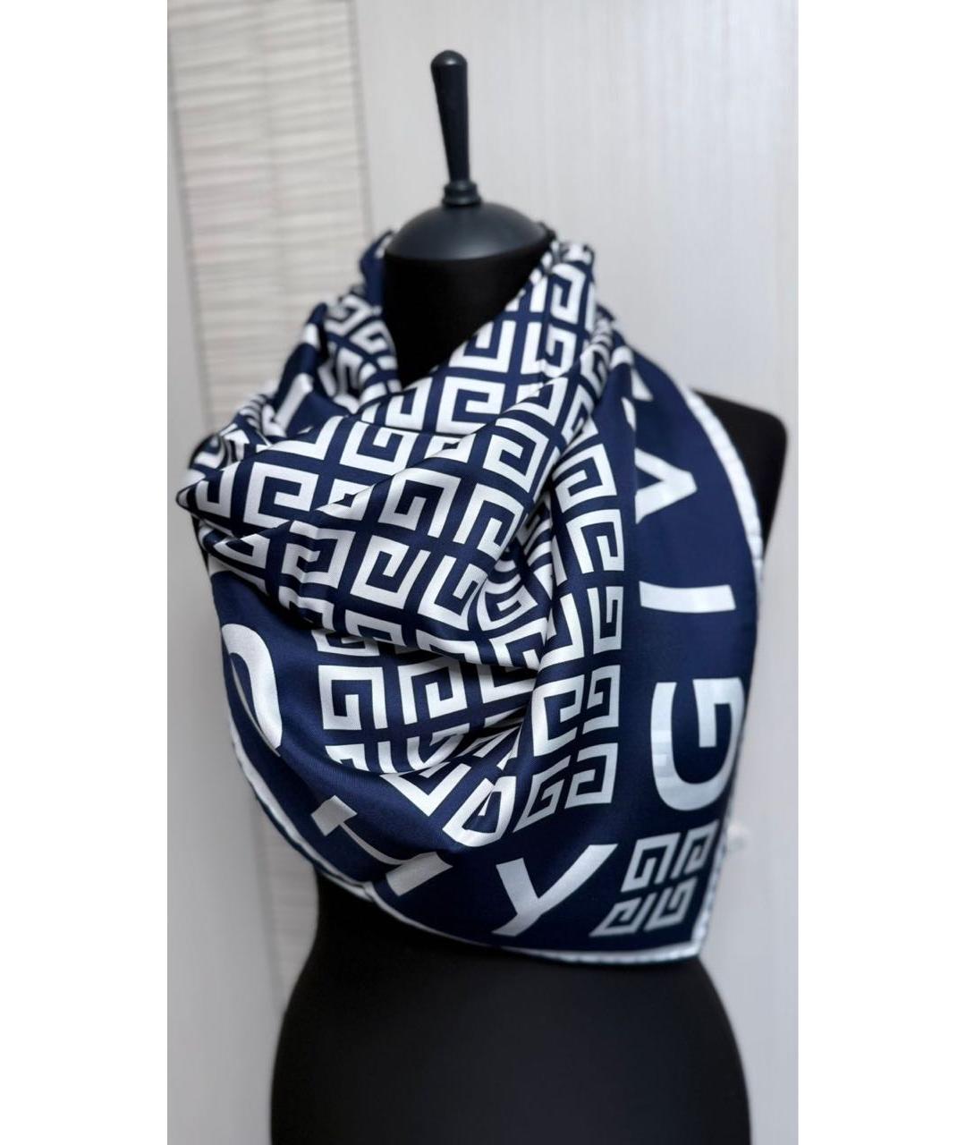 GIVENCHY Синий шелковый платок, фото 8