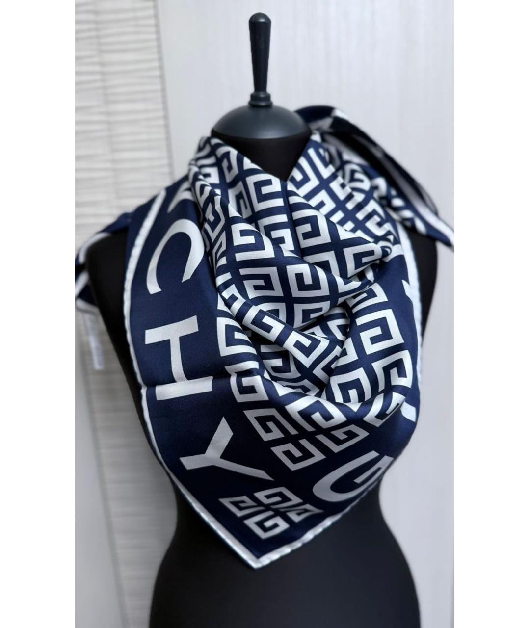 GIVENCHY Синий шелковый платок, фото 5