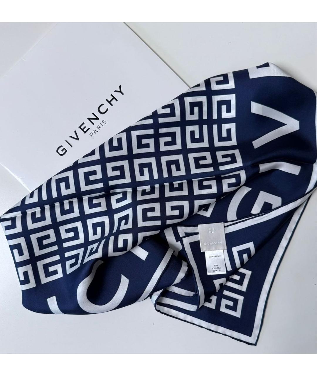 GIVENCHY Синий шелковый платок, фото 4