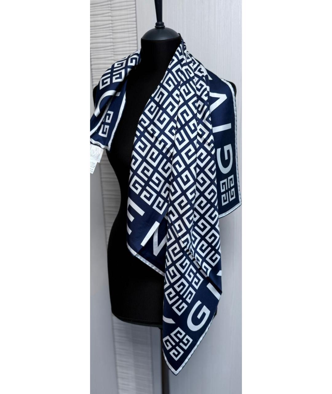 GIVENCHY Синий шелковый платок, фото 7