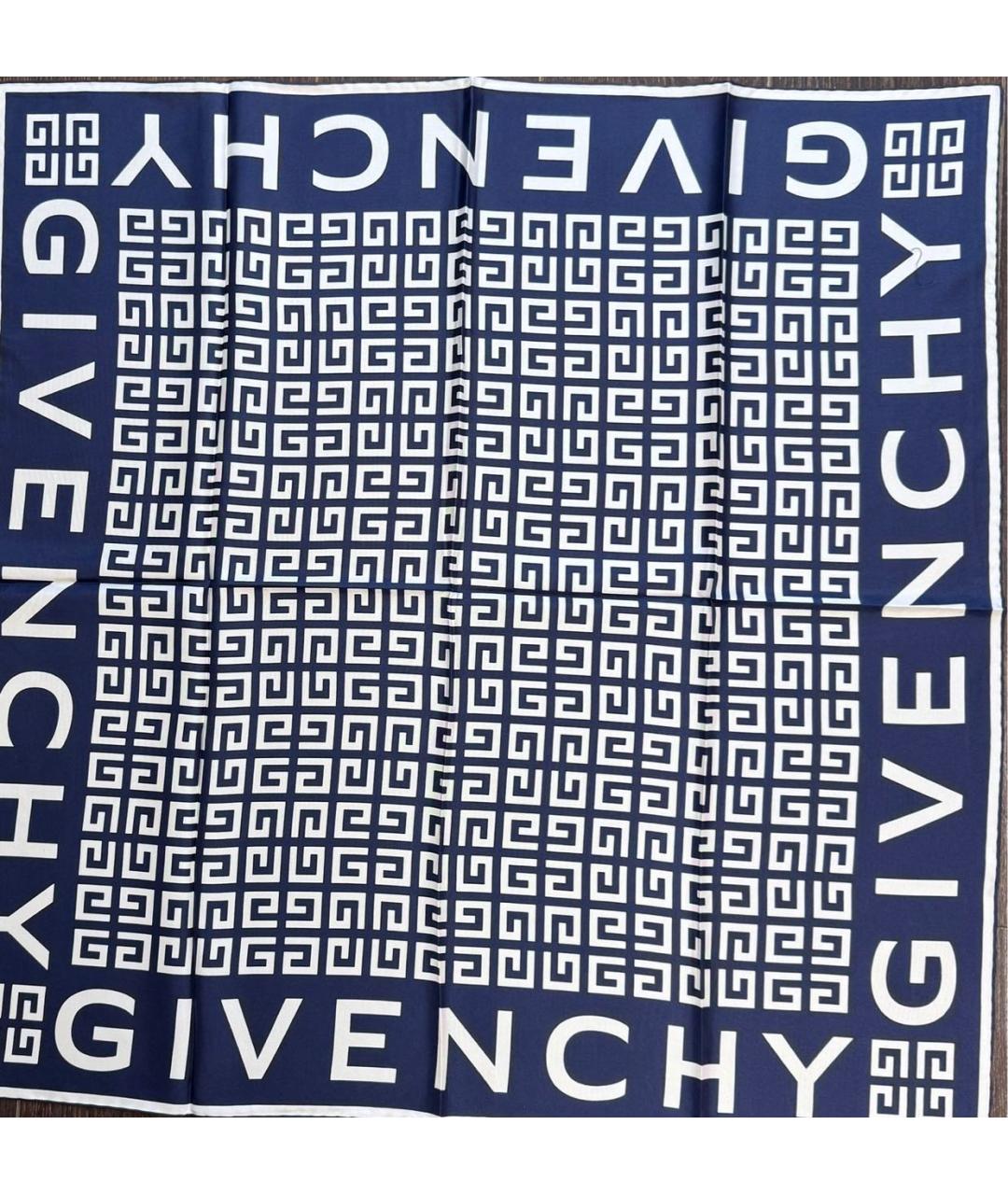 GIVENCHY Синий шелковый платок, фото 2