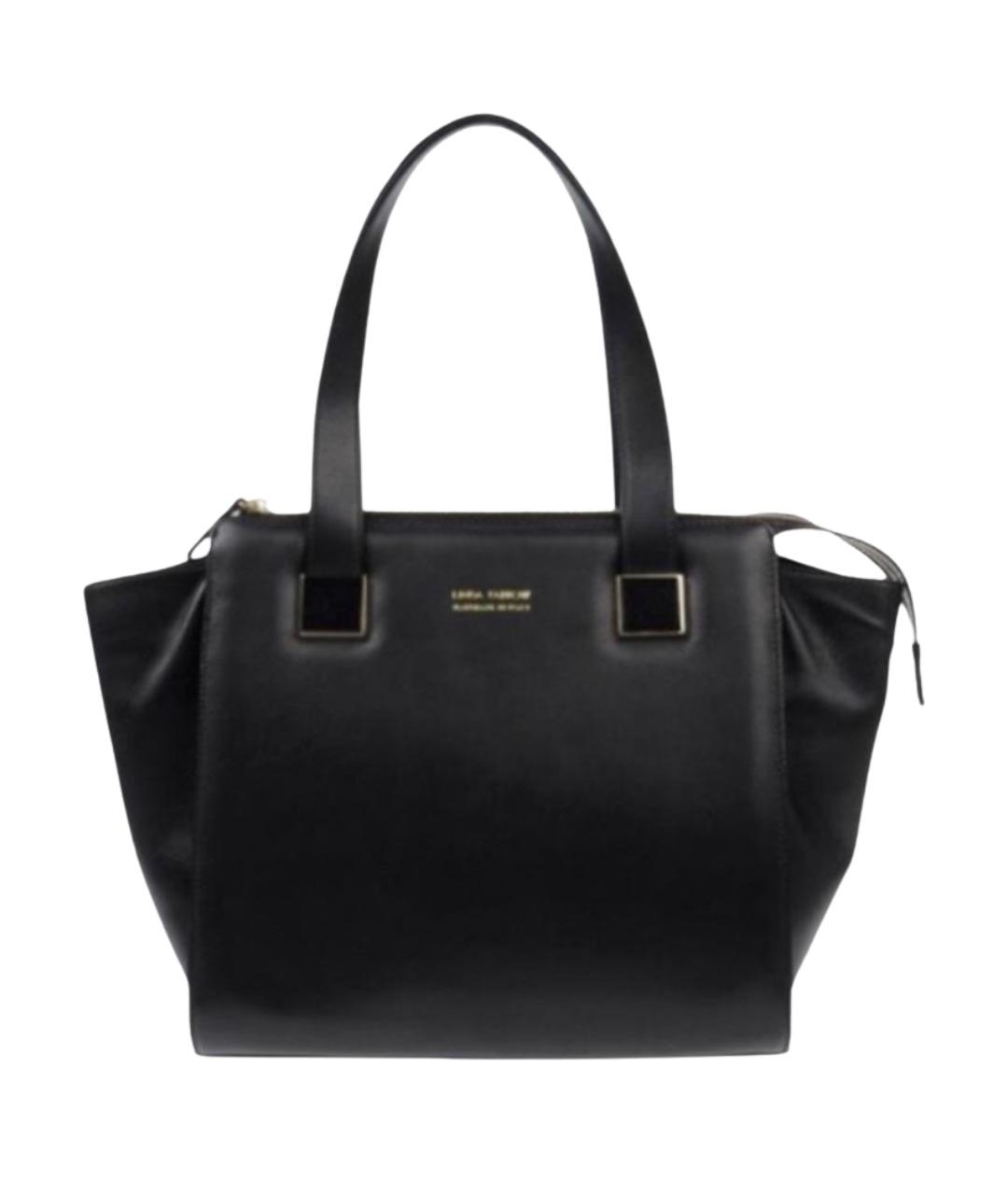 LINDA FARROW Черная кожаная сумка с короткими ручками, фото 1