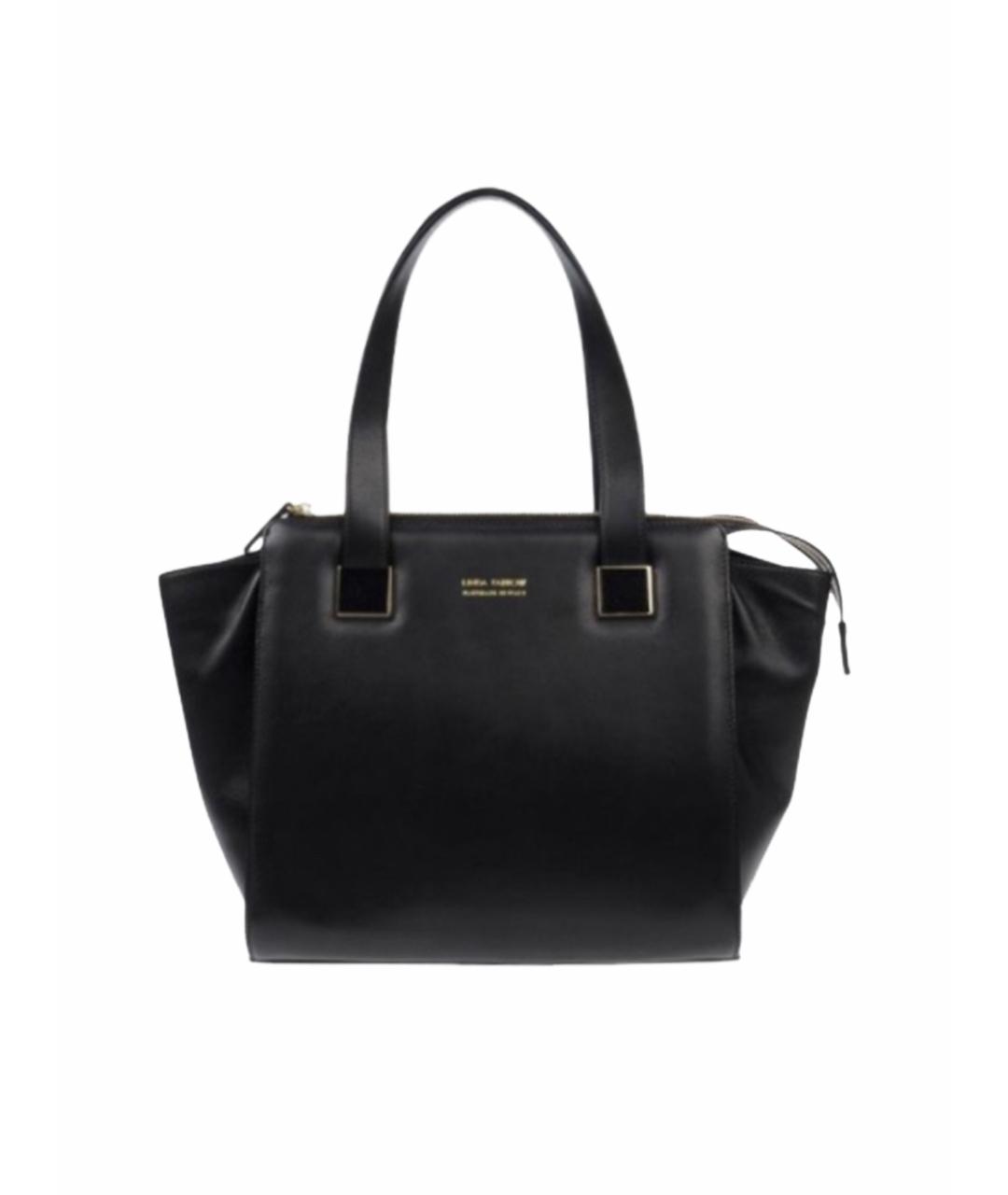 LINDA FARROW Черная кожаная сумка с короткими ручками, фото 6