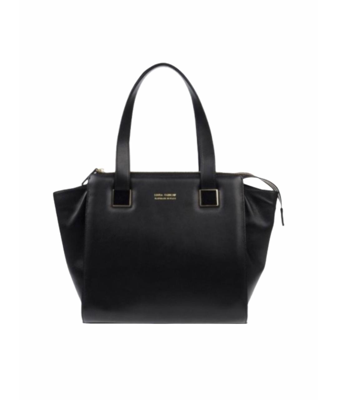 LINDA FARROW Черная кожаная сумка с короткими ручками, фото 4