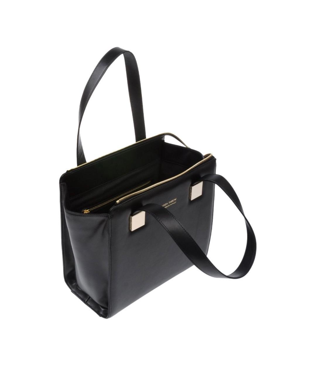 LINDA FARROW Черная кожаная сумка с короткими ручками, фото 2