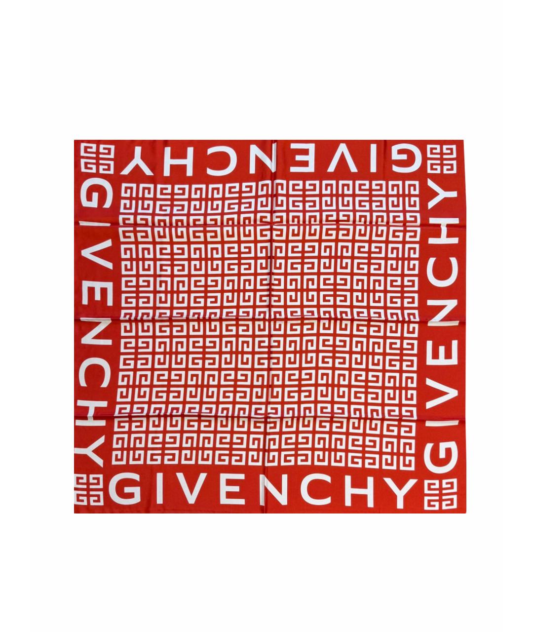 GIVENCHY Красный шелковый платок, фото 1