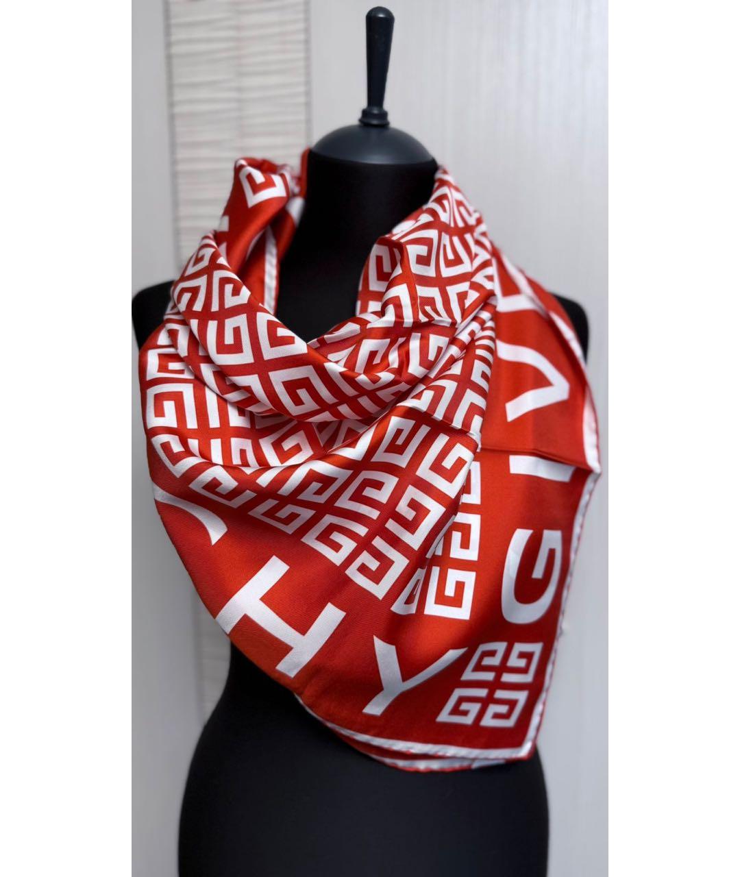 GIVENCHY Красный шелковый платок, фото 2