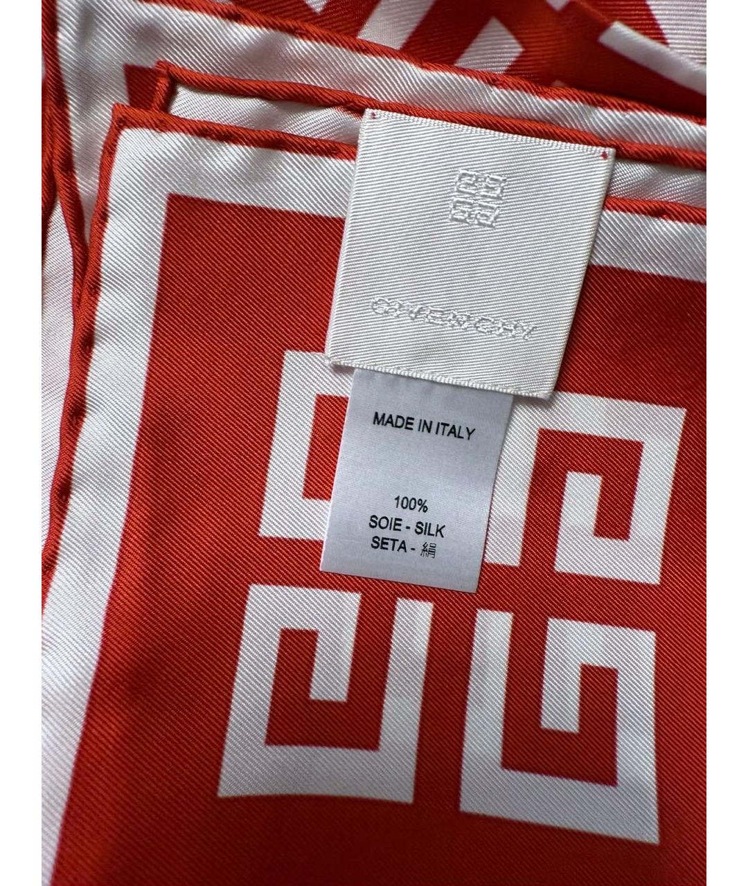 GIVENCHY Красный шелковый платок, фото 3
