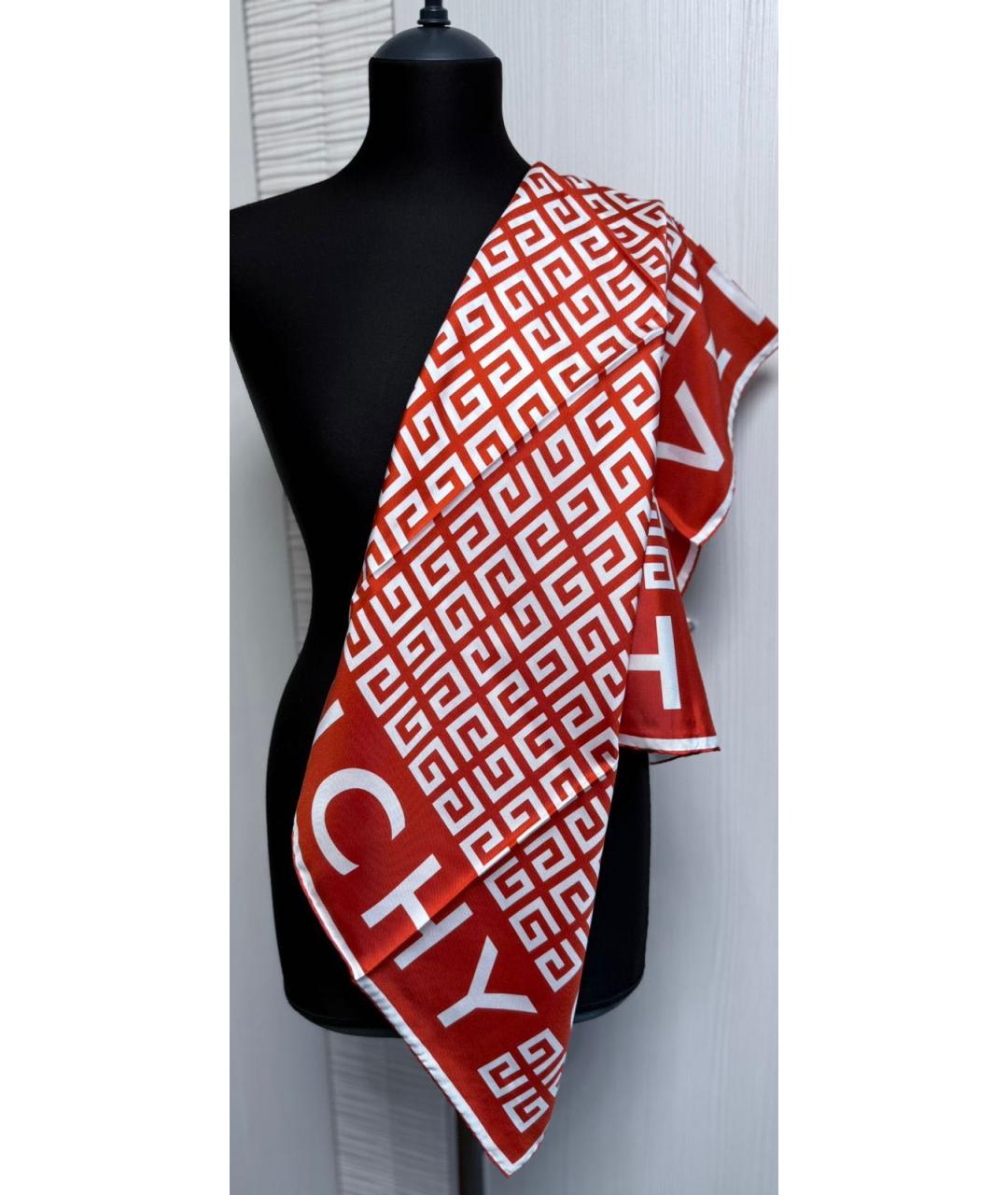 GIVENCHY Красный шелковый платок, фото 5