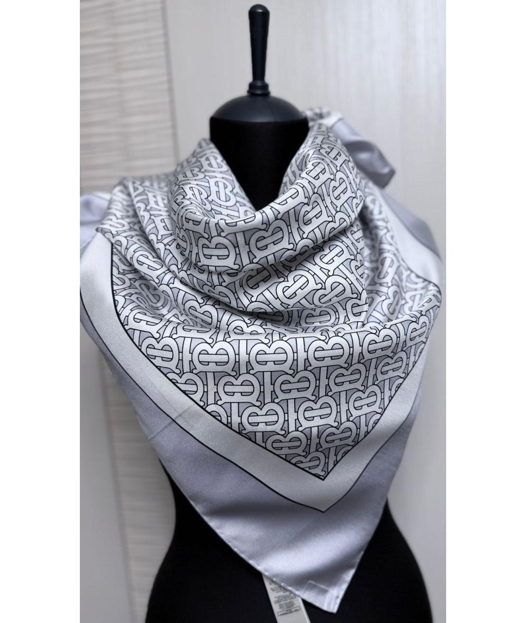 BURBERRY Серый шелковый платок, фото 7