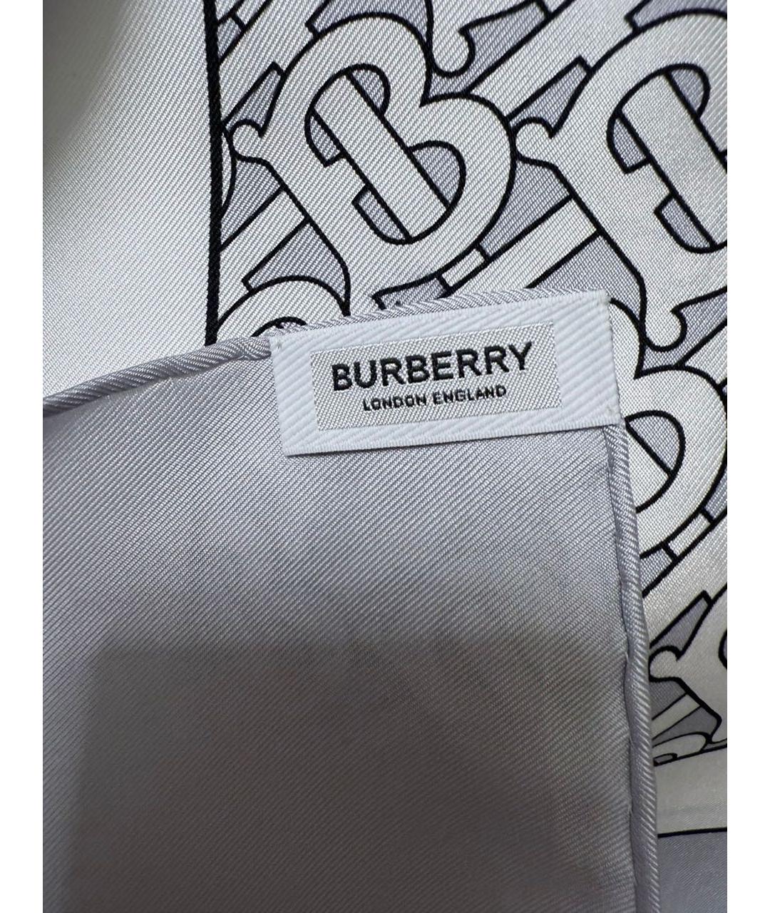 BURBERRY Серый шелковый платок, фото 4