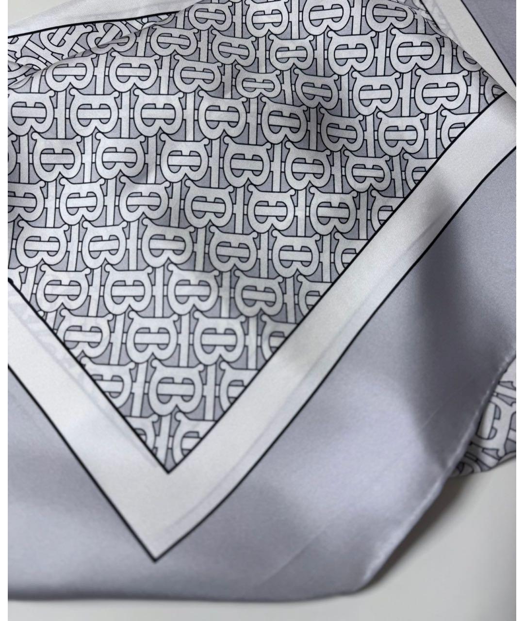 BURBERRY Серый шелковый платок, фото 3