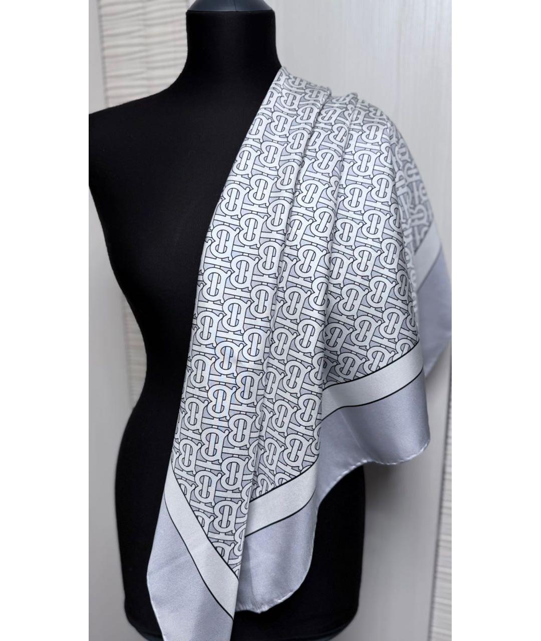 BURBERRY Серый шелковый платок, фото 6