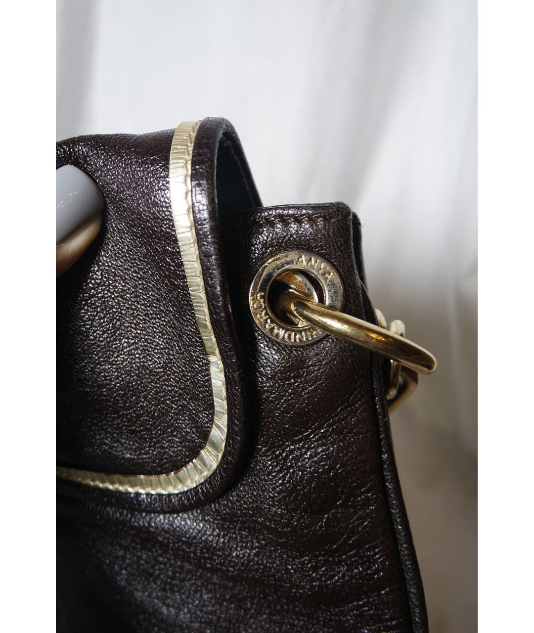 ANYA HINDMARCH Коричневая кожаная сумка с короткими ручками, фото 7
