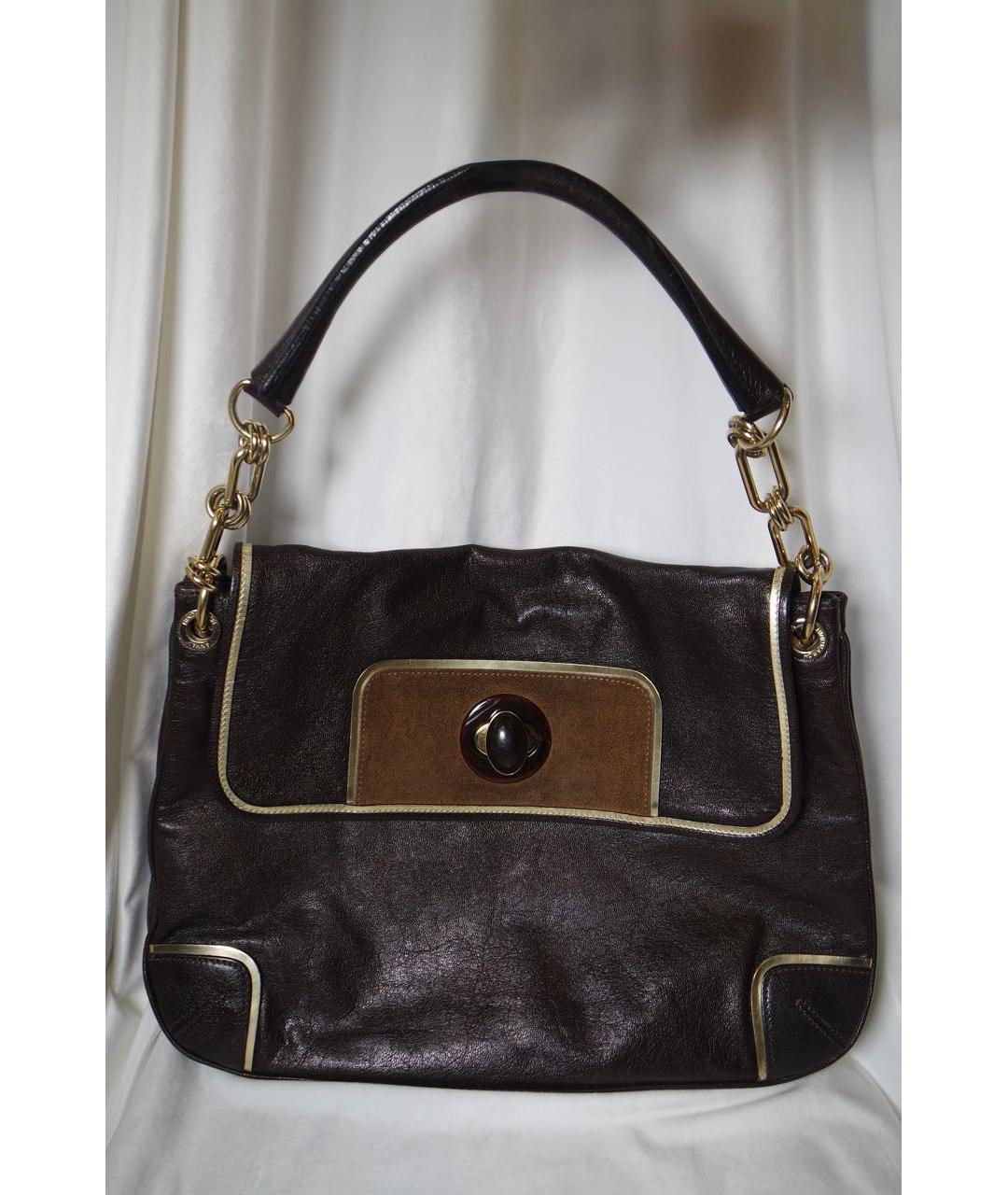 ANYA HINDMARCH Коричневая кожаная сумка с короткими ручками, фото 9