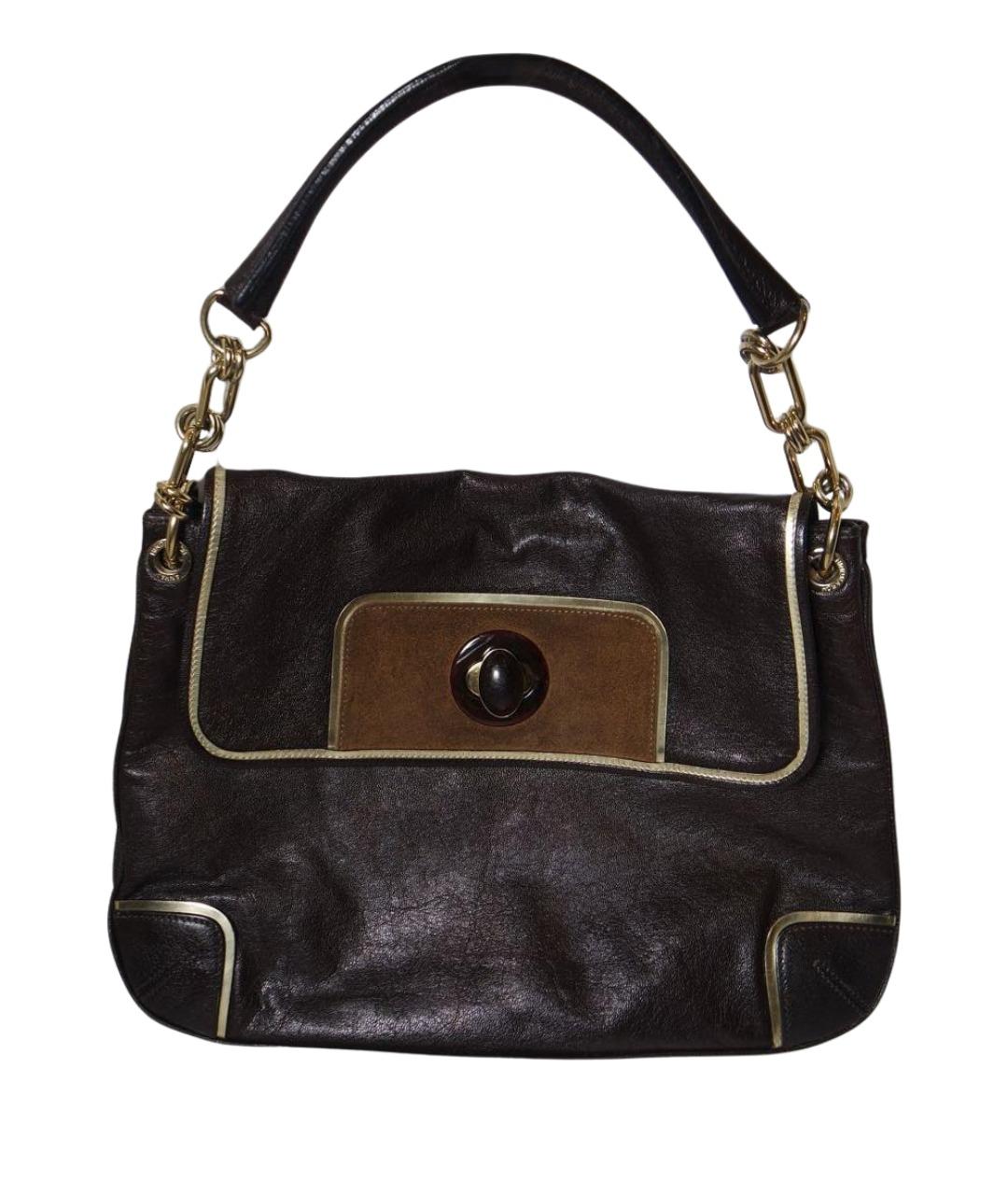 ANYA HINDMARCH Коричневая кожаная сумка с короткими ручками, фото 1