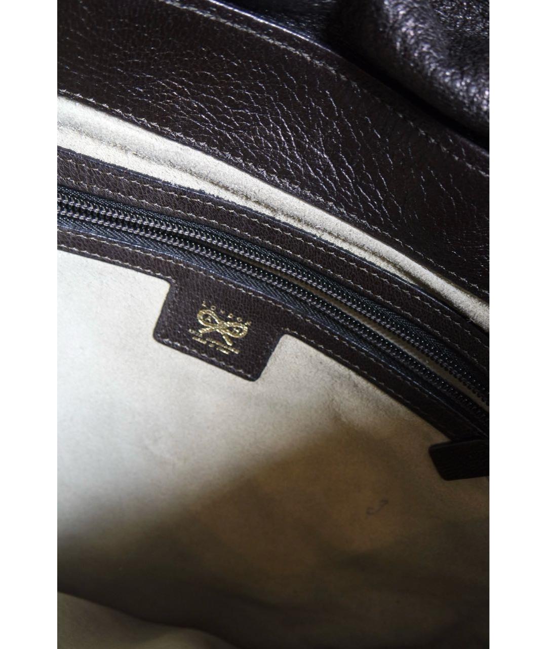 ANYA HINDMARCH Коричневая кожаная сумка с короткими ручками, фото 3