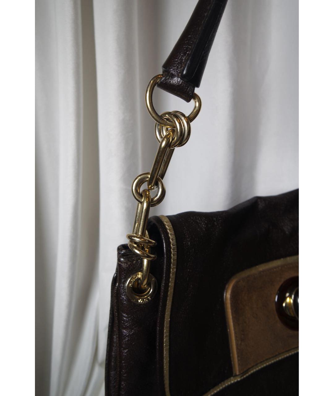 ANYA HINDMARCH Коричневая кожаная сумка с короткими ручками, фото 5