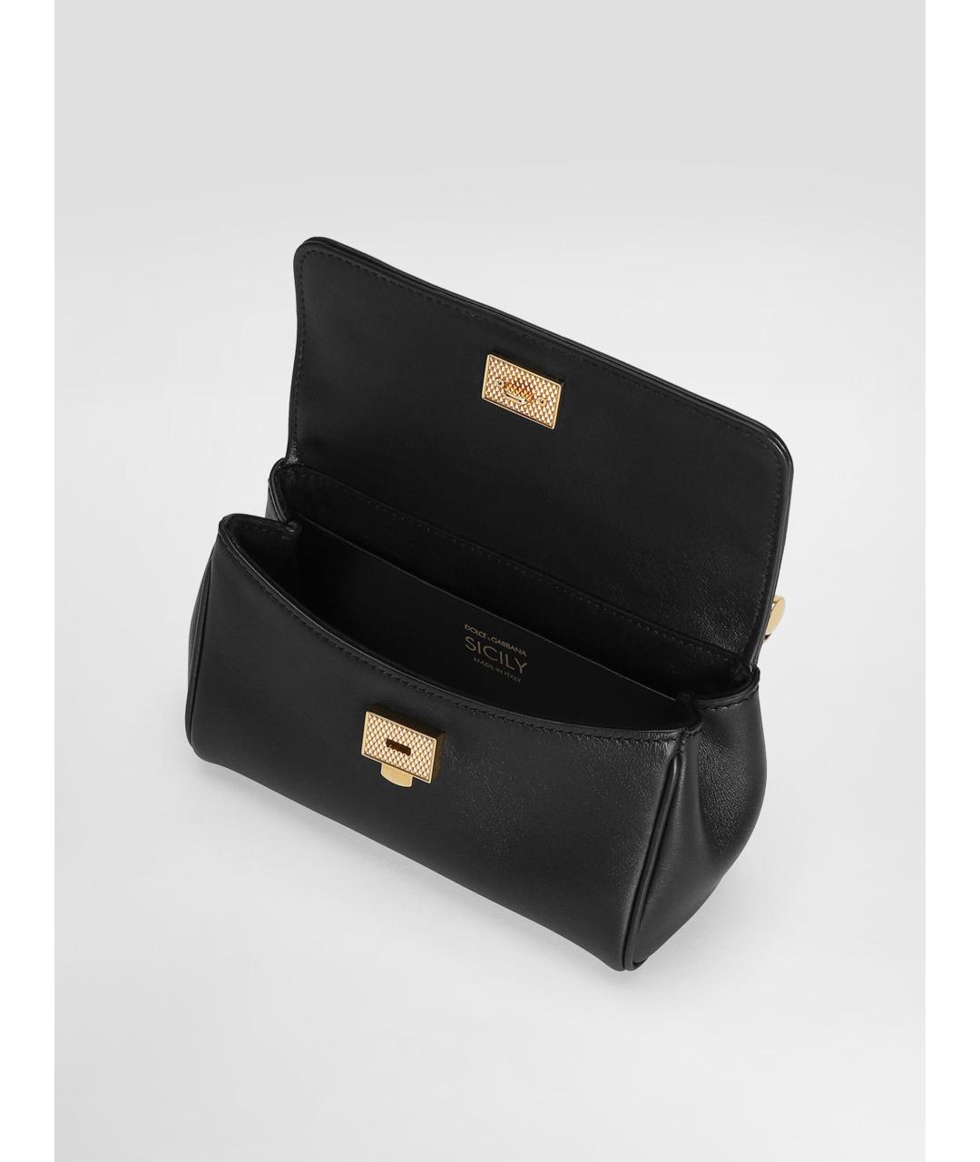 DOLCE&GABBANA Черная кожаная сумка тоут, фото 8