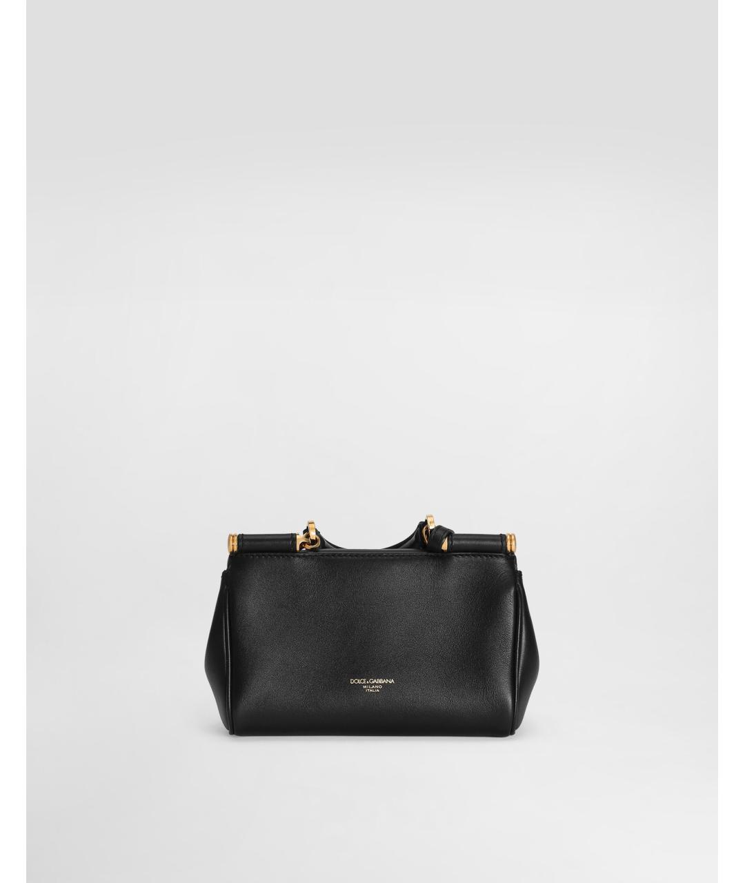 DOLCE&GABBANA Черная кожаная сумка тоут, фото 7