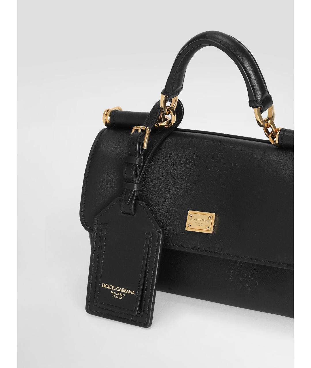 DOLCE&GABBANA Черная кожаная сумка тоут, фото 9