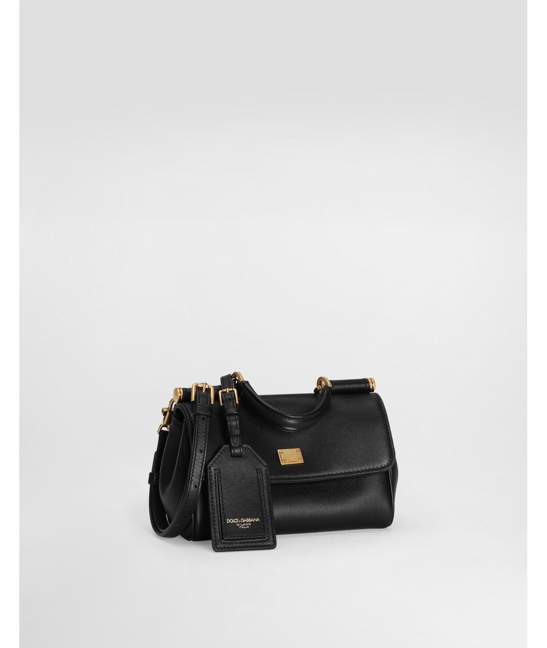 DOLCE&GABBANA Черная кожаная сумка тоут, фото 6