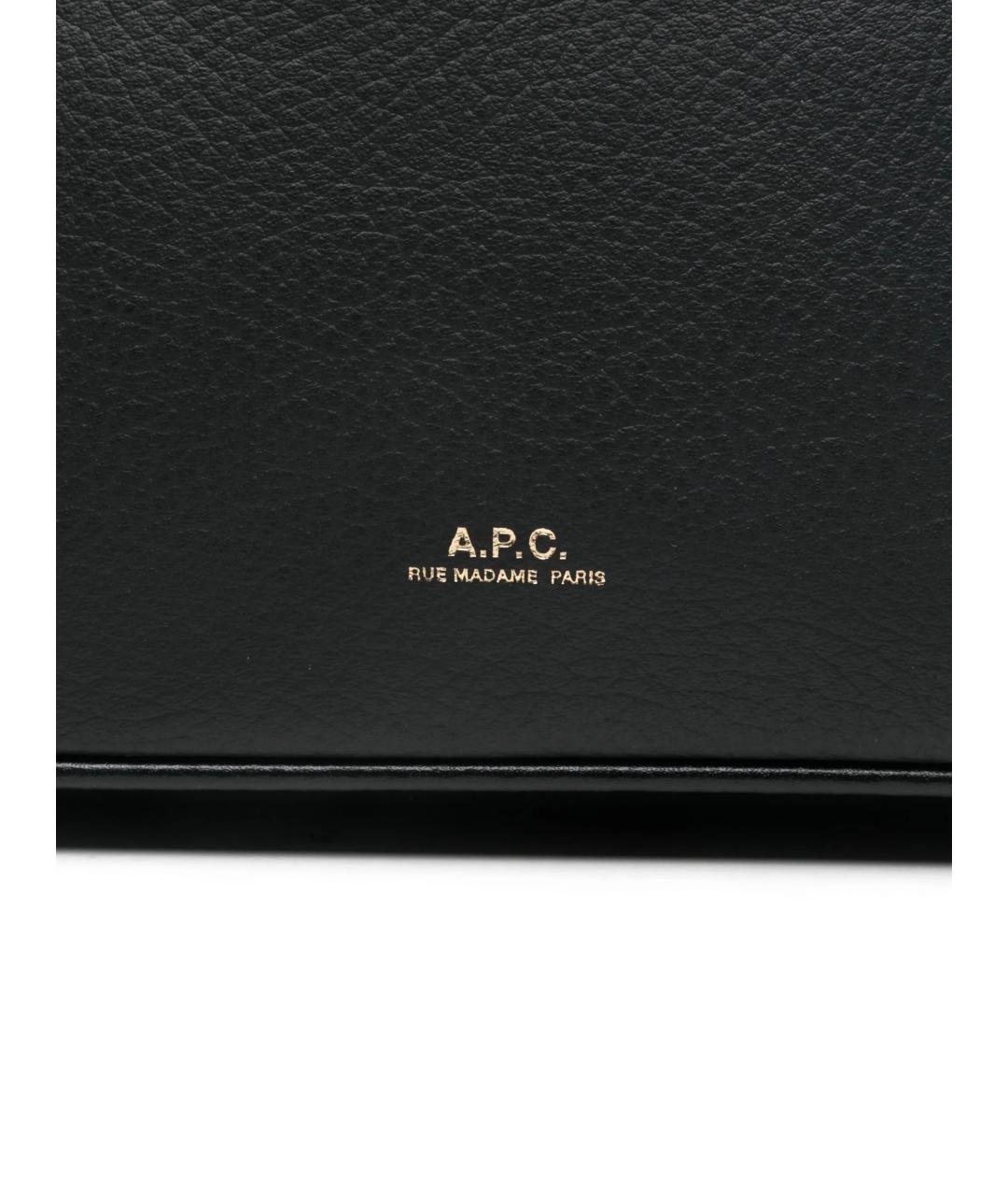 A.P.C. Черная кожаная сумка с короткими ручками, фото 4
