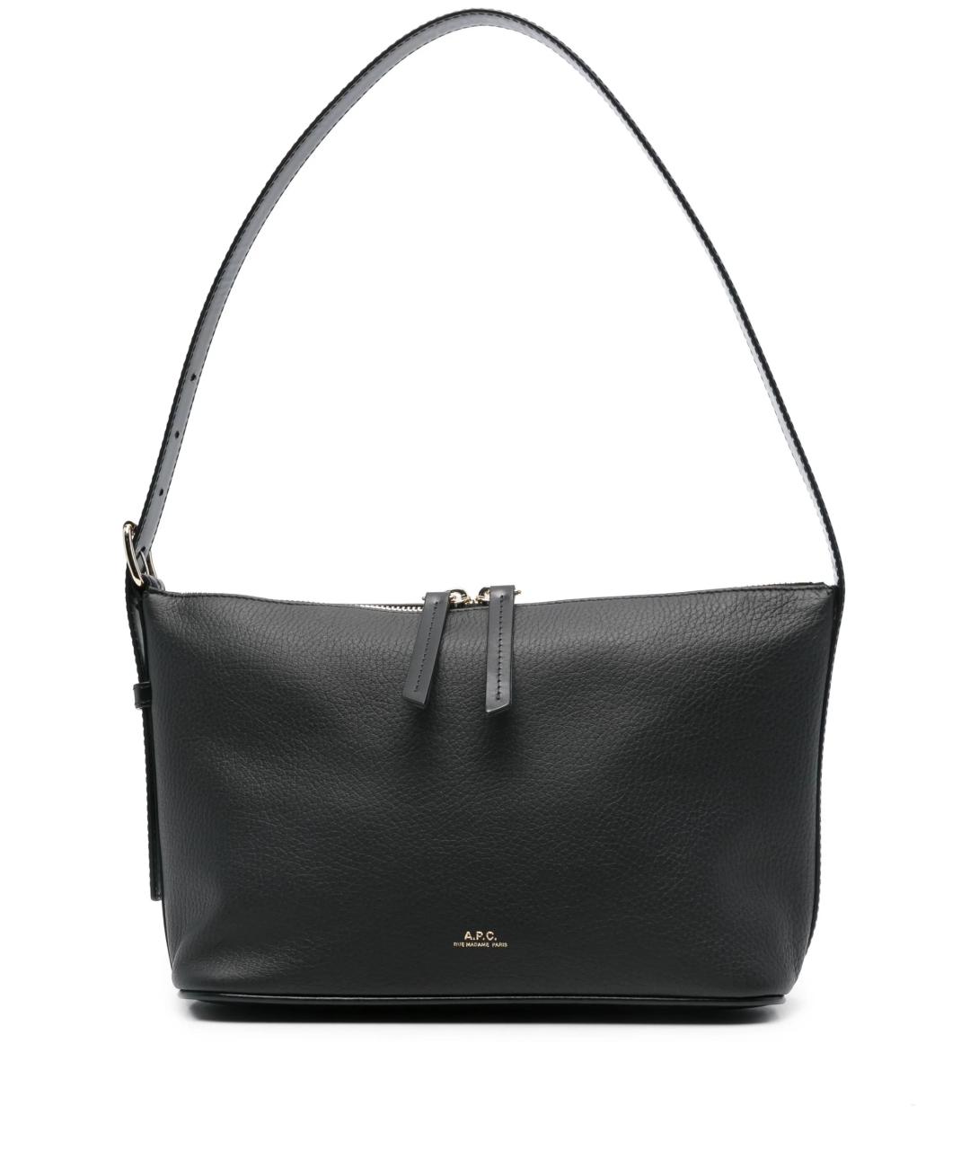 A.P.C. Черная кожаная сумка с короткими ручками, фото 1