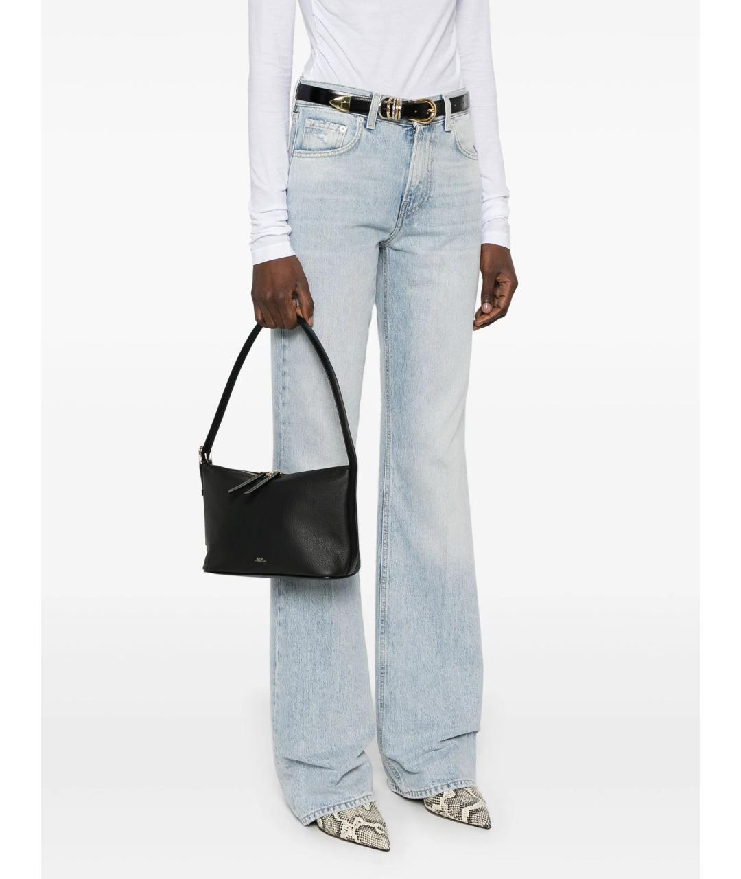 A.P.C. Черная кожаная сумка с короткими ручками, фото 2