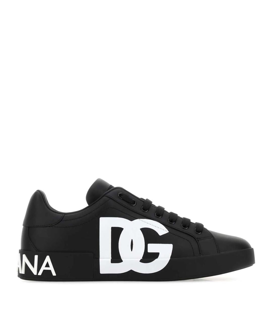 DOLCE&GABBANA Черные кожаные низкие кроссовки / кеды, фото 1