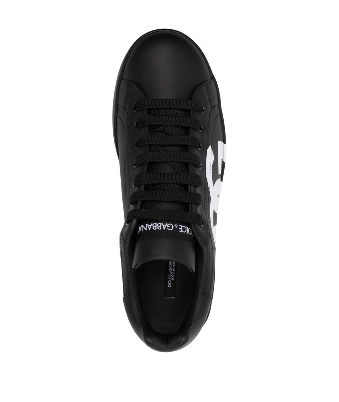 DOLCE&GABBANA Черные кожаные низкие кроссовки / кеды, фото 4