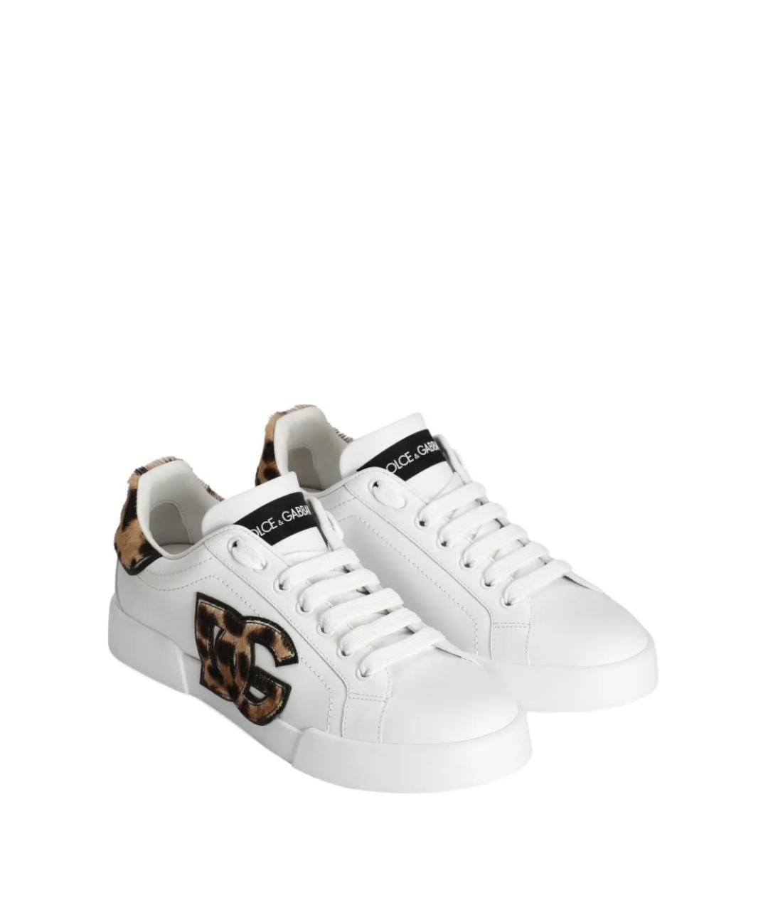 DOLCE&GABBANA Белые кожаные кроссовки, фото 2