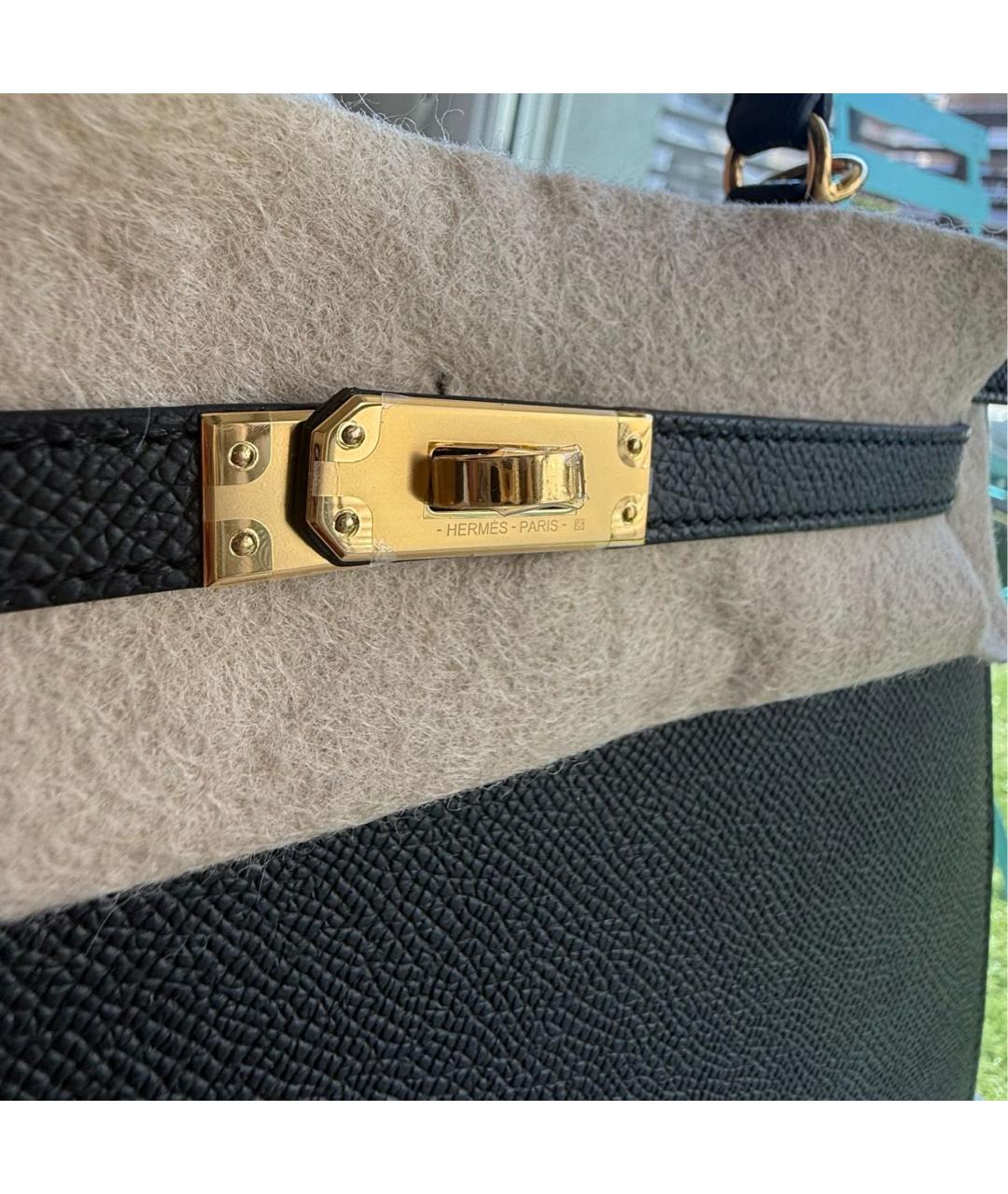 HERMES Черная кожаная сумка с короткими ручками, фото 3