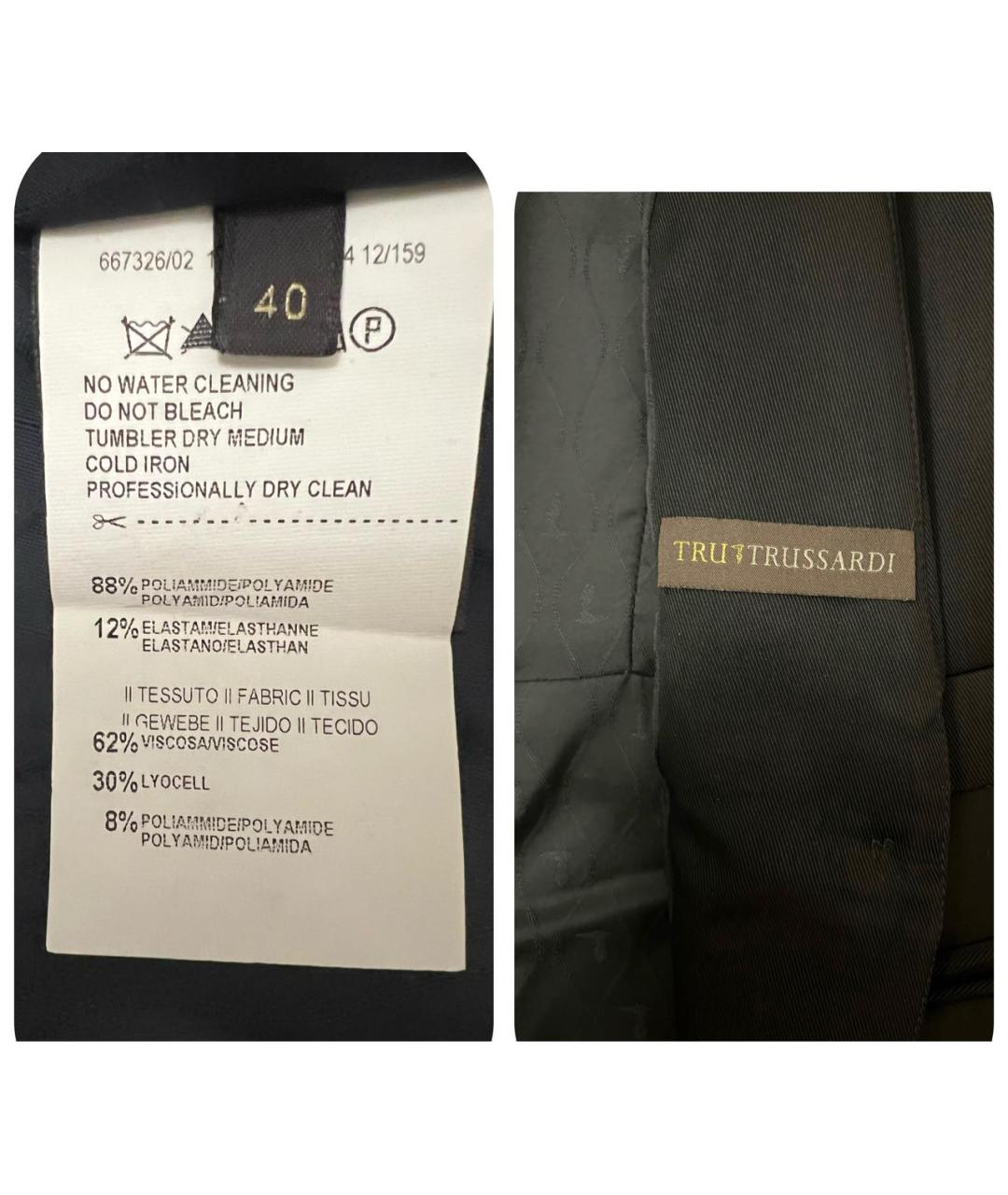 TRUSSARDI Темно-синий полиамидовый жакет/пиджак, фото 4