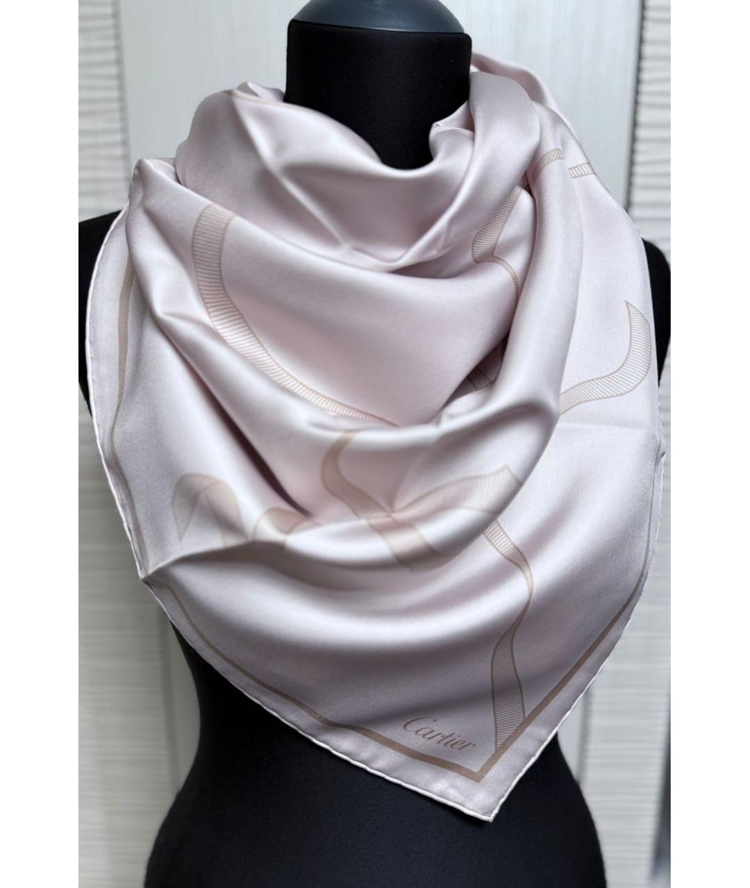 CARTIER Розовый шелковый платок, фото 7