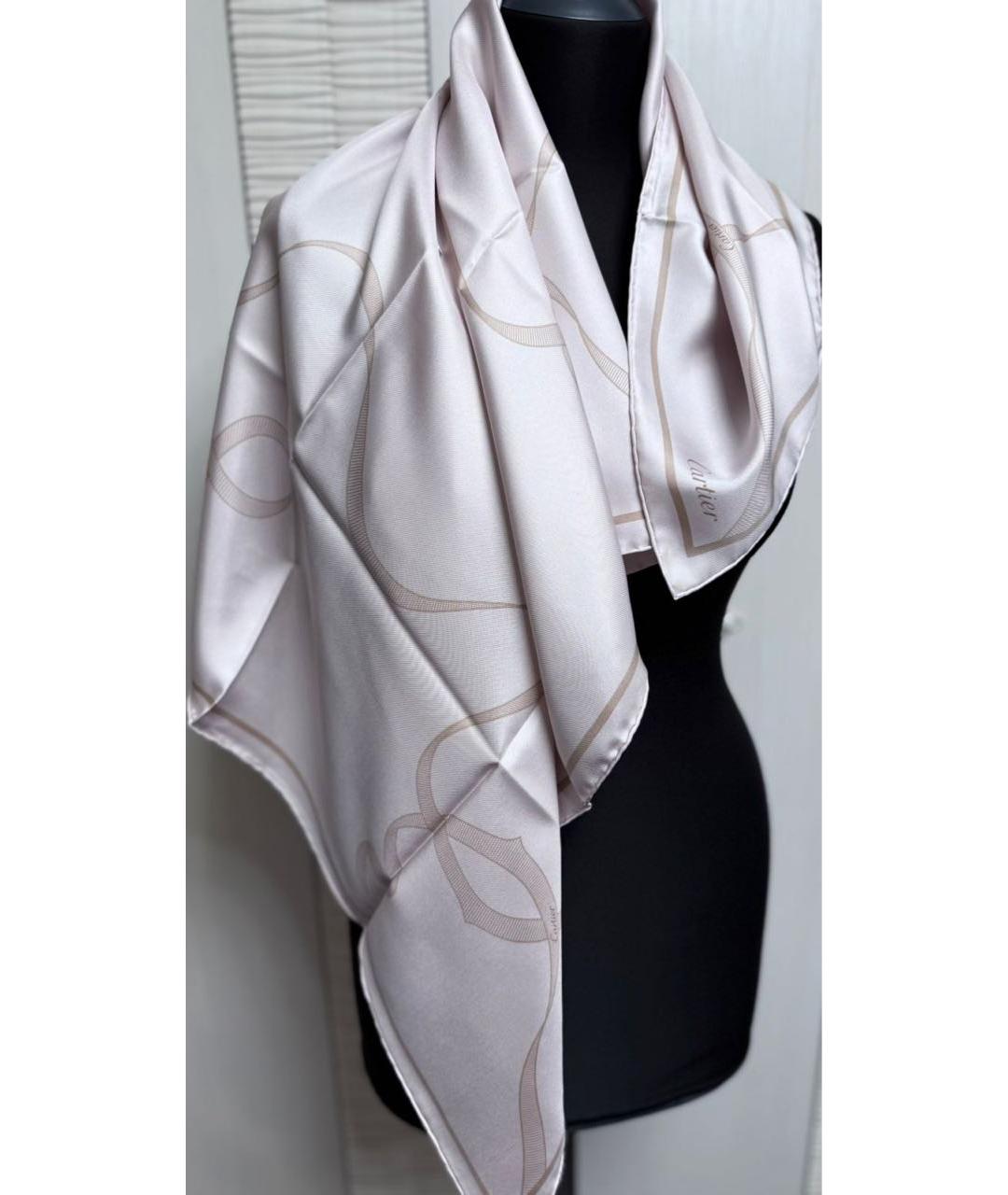 CARTIER Розовый шелковый платок, фото 5