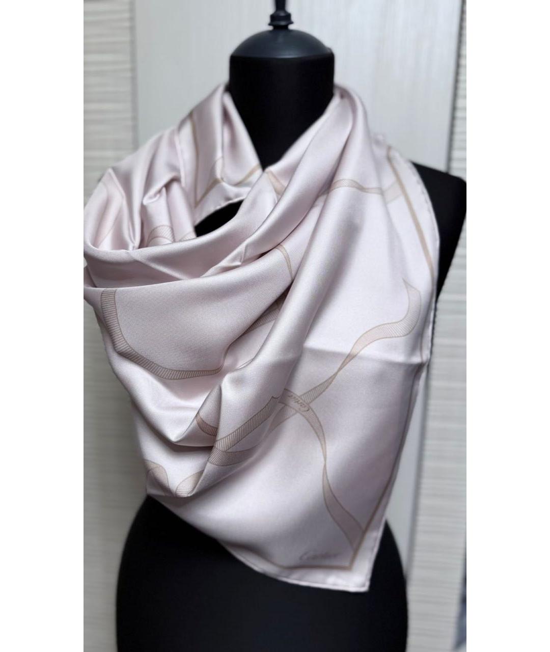 CARTIER Розовый шелковый платок, фото 6